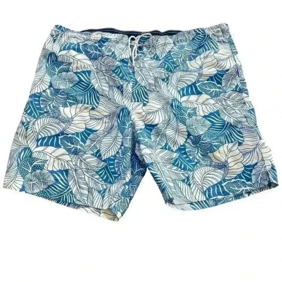 Lands End Mens Blue and White Swim Trunks Size XL - Picture 1 of 5
